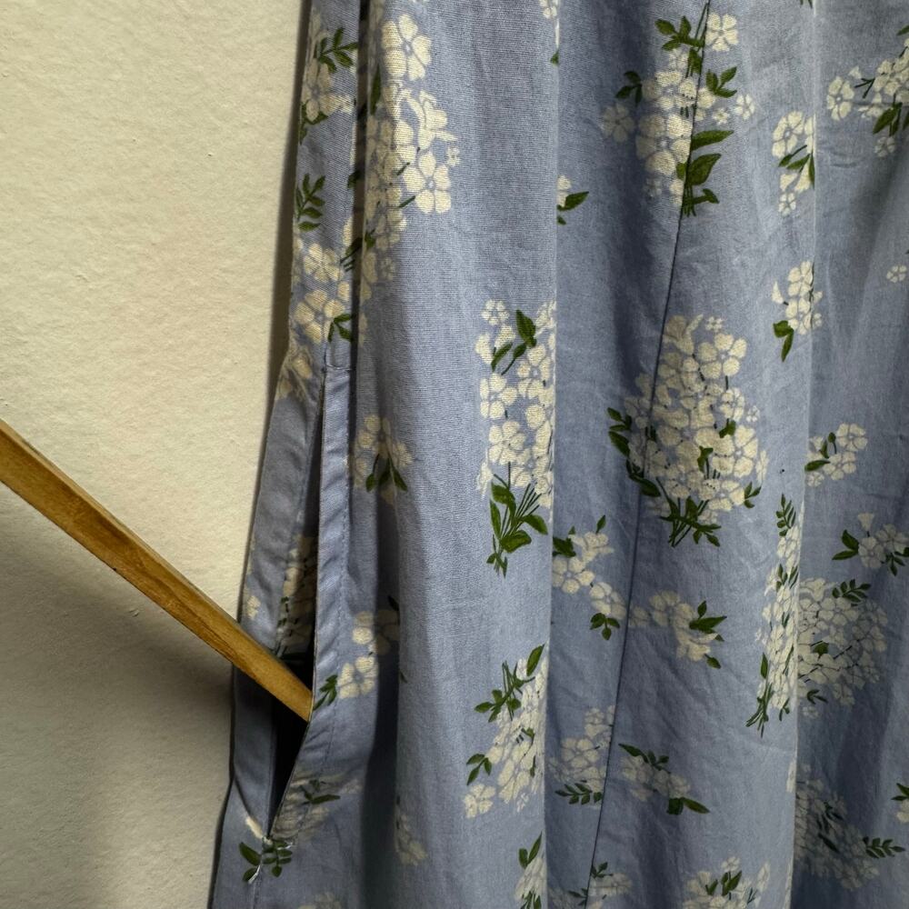 Sim & Sam Floral Maxi Empire Waist Dress M Blue Cotton Sundress Cottagecore Y2K - Picture 10 of 14